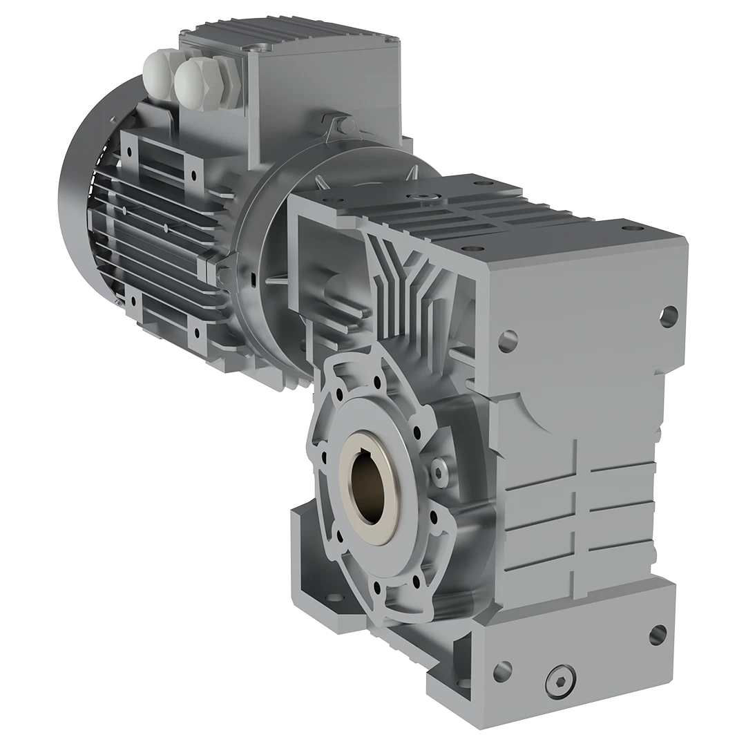 Helical gear motor option offers high efficiency, quiet operation, and long service life in continuous conveying applications