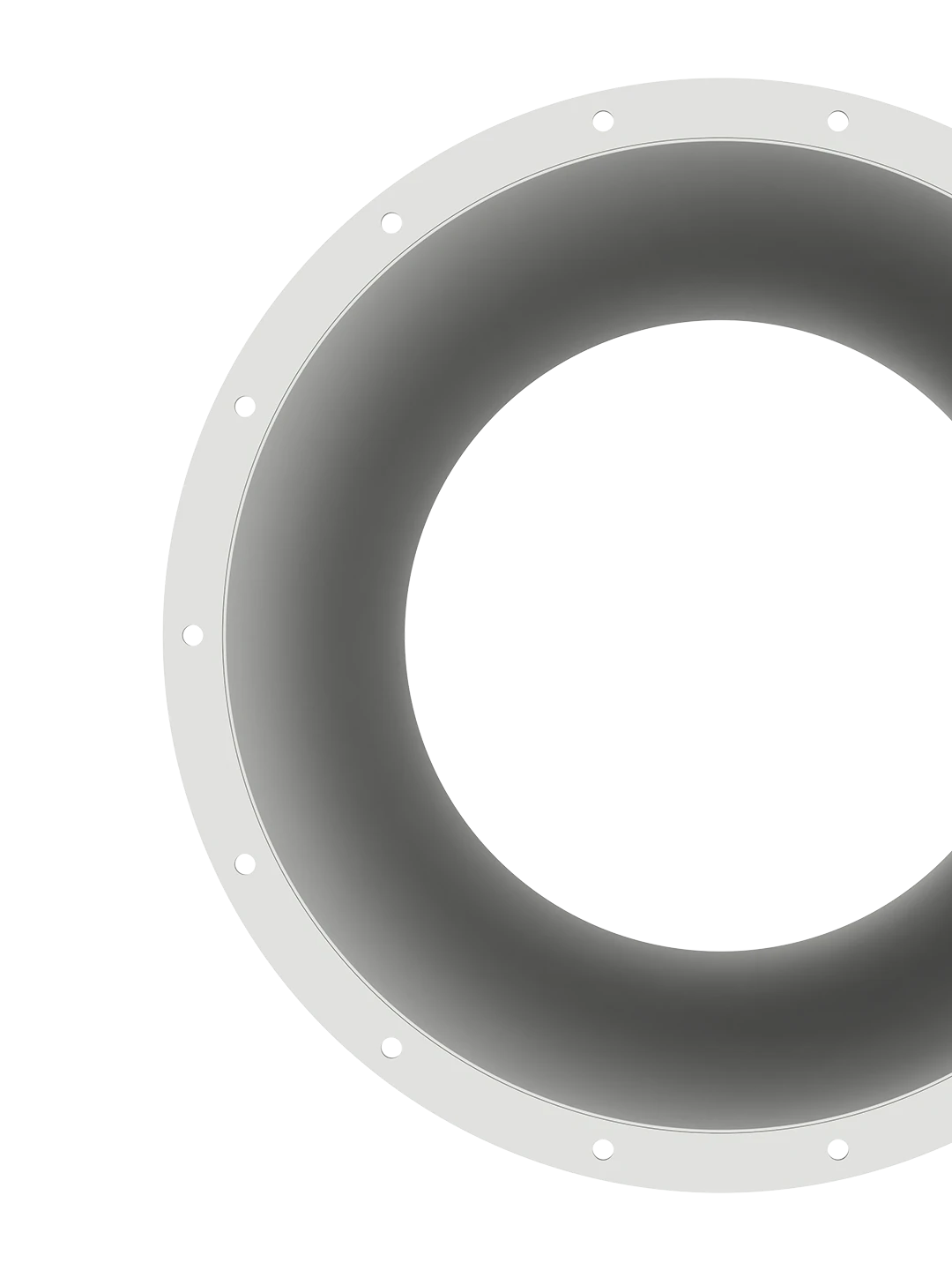 Front view showing flanged connection for secure air outlet installation