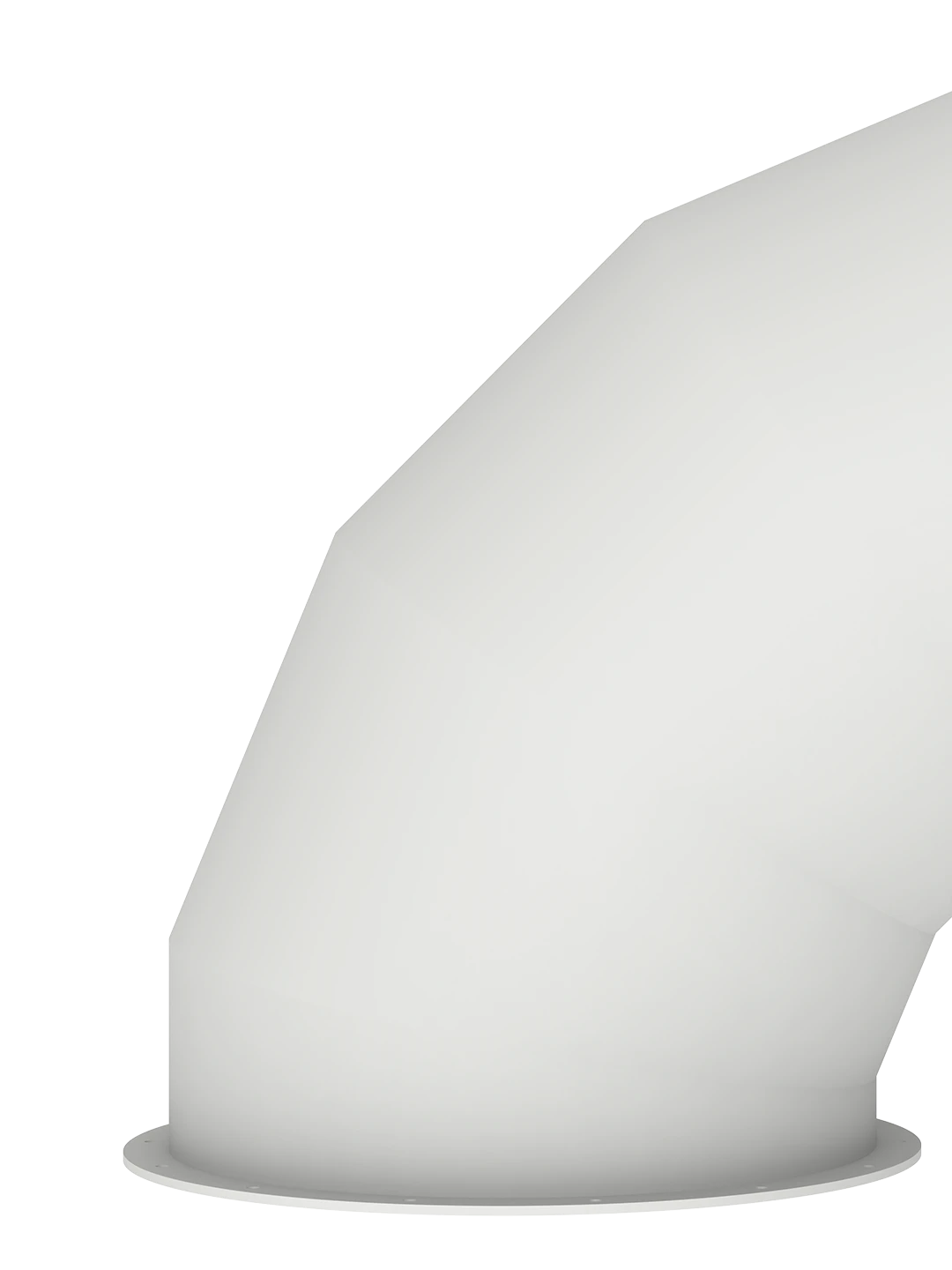 Detailed view of the 90-degree angle design for smooth airflow transition.